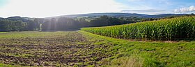 Vue vers le massif du Dollberg-Weißfels depuis Achtelsbach.