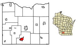 Location of Mineral Point in Iowa County, Wisconsin.