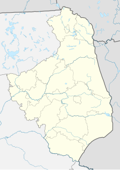 Mapa konturowa województwa podlaskiego, w centrum znajduje się punkt z opisem „Cibory Gałeckie”