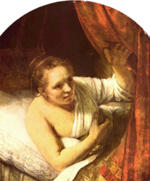 Femme dans son lit, par Rembrandt