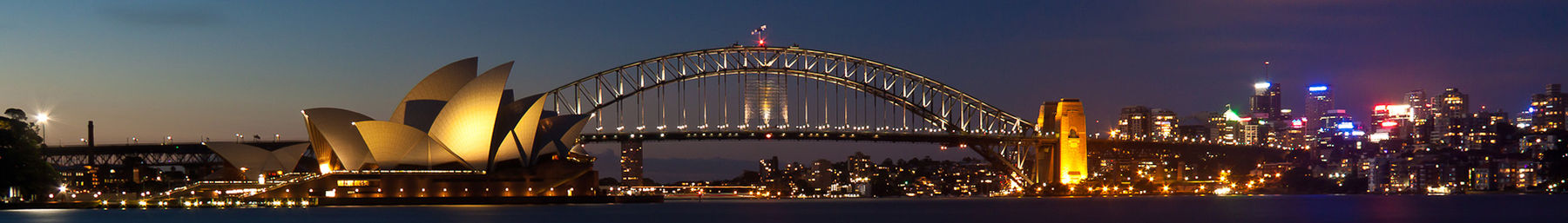 Sydney Opera House and Harbour Bridge at night