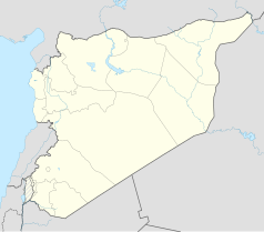 Mapa konturowa Syrii, u góry po lewej znajduje się punkt z opisem „Aleppo”