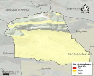 Carte des zones d'aléa retrait-gonflement des argiles.