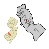 Laurel Springs highlighted in Camden County. Inset: Location of Camden County in the State of New Jersey.