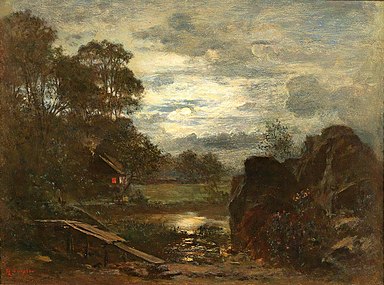 Pond Landscape in the Moonlight