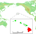 Map of the Hawaii archipelago, highlighting Hawaii Is.