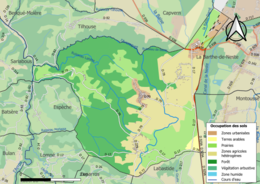 Carte de l'occupation des sols de la commune en couleurs.