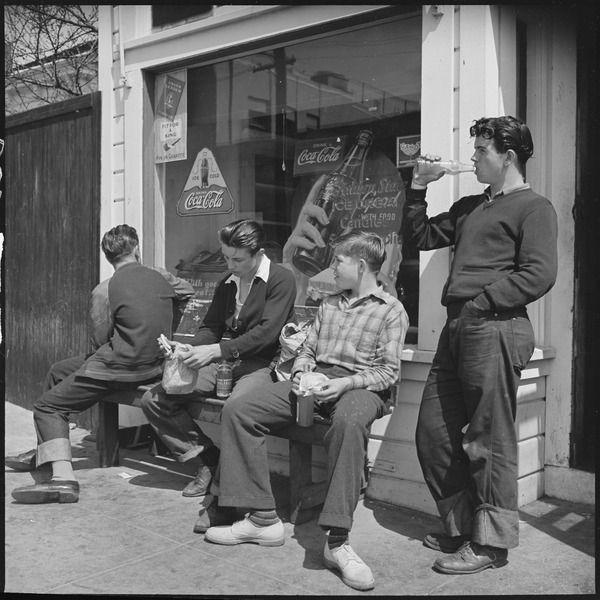 File:Oakland, California. High School Youth. Typical of the youth of this nation is the tipped-up bottle of pop. Also... - NARA - 532259.tif