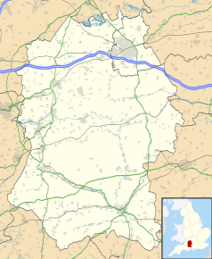 Mapa konturowa Wiltshire, w centrum znajduje się punkt z opisem „Easterton”