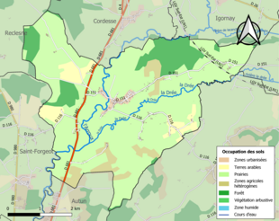 Carte en couleurs présentant l'occupation des sols.