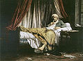 Jean-Paul Marat †1793, Luc Etienne Melingue, 1879. "Cette représentation traitant Marat avec sympathie est étonnante quand on sait que les idéologues du centenaire de 1889 ne furent pas tendres avec l’Ami du Peuple : c’est Danton, l’homme du 10 Août qui triomphera sur la place de l’Odéon". Visiter le Musée de la Révolution Française au château de Vizille, Académie de Grenoble.