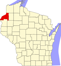 Locatie van Burnett County in Wisconsin