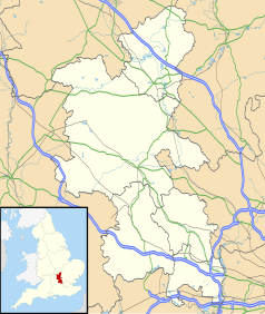 Mapa konturowa Buckinghamshire, na dole nieco na prawo znajduje się punkt z opisem „Beaconsfield”