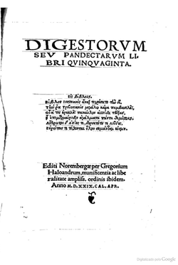 Digesta seu Pandectae, 1529