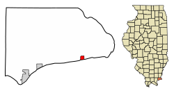 Location of Cave-In-Rock in Hardin County, Illinois.