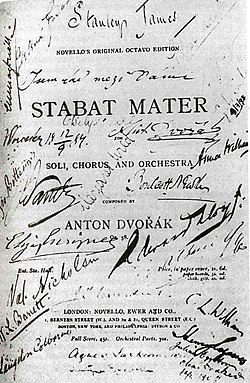 Titulní strana londýnského vydání Dvořákova Stabat Mater