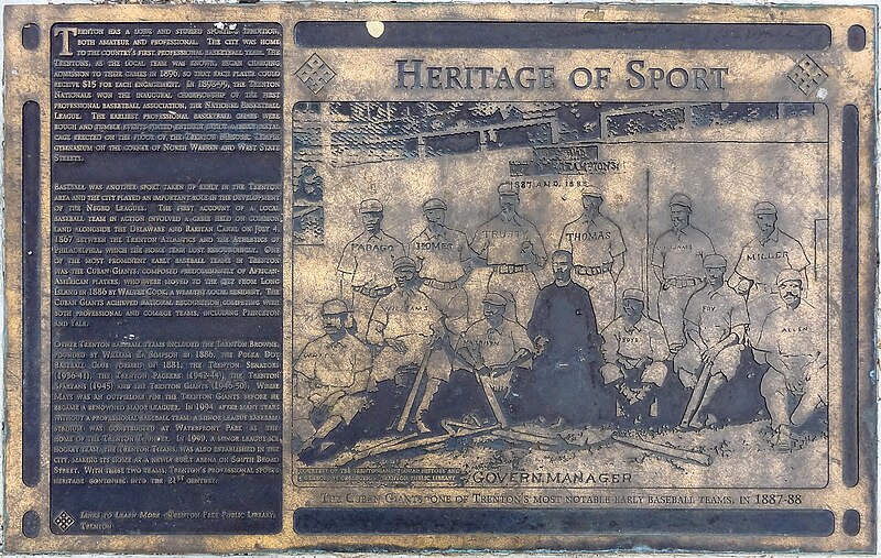 File:Heritage of Sport - bronze plaque in Trenton NJ.jpg