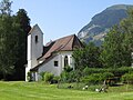 Kirche St. Luzisteig mit Guscha im Hintergrund