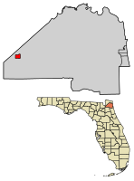 Location of Baldwin in Duval County, Florida.