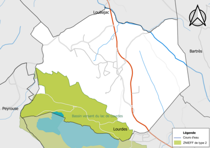 Carte de la ZNIEFF de type 2 sur la commune.