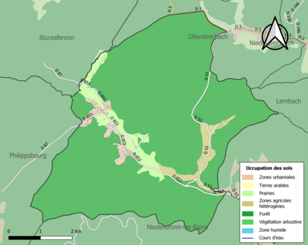 Carte en couleurs présentant l'occupation des sols.