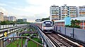 A Kawasaki Heavy Industries & CSR Qingdao Sifang C151A approaching Khatib MRT station in 2020.