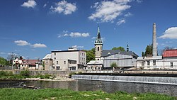 View over the Jizera River towards the Church of Saint James the Great