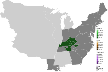 Map of presidential election results by electoral district, shaded according to the vote share of the highest result for an elector of any given candidate. Electoral boundaries for Maryland and most of Tennessee could not be found