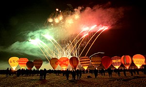 Balloon glow with Firewoks. Niigata, Japan.