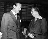 Gary Cooper and Eleanor Roosevelt at the temporary UN headquarters in Lake Success, 1950