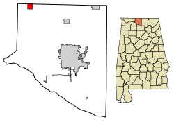 Location of Lester in Limestone County, Alabama.