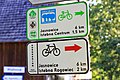 Tablica trasy Greenways K-M-W (nitki górskiej) w Istebnej