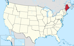 Harta e Shteteve të Bashkuara me Maine të theksuar