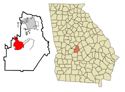 Location in Houston County and the state of Georgia