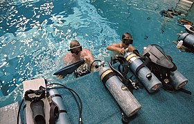 Preparations for Underwater EVA training for the STS 41-G crew 2.jpg