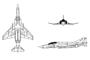 3-view line drawing of the McDonnell F-4E/F Phantom II