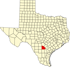 Map of Texas highlighting Atascosa County