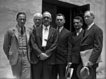 Thumbnail for File:H. C. Willett, Robert A. Millikan, Willis Gregg, T. J. O'Brien, Theodore Von Kármán, and A. H. Thiessen.jpg