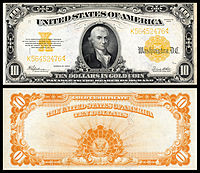 $10 Gold Certificate, Series 1922, Fr.1173, depicting Michael Hillegas