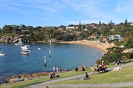 Camp Cove, 3 km ten oosten van Port Jackson, waar Phillip landde bij het zoeken naar een nederzetting.