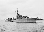 Thumbnail for File:HMAS Bataan (I91) at Sydney on 9 July 1945.JPG