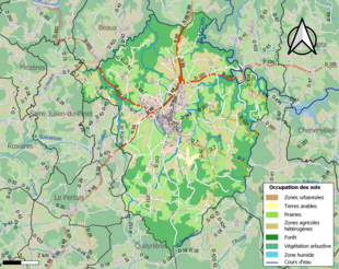 Carte en couleurs présentant l'occupation des sols.