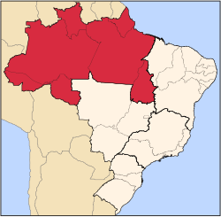 Location of North Region in Brazil