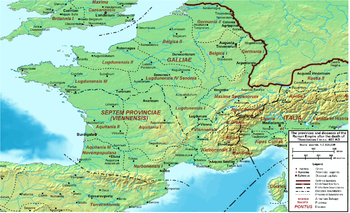 a colour map showing details of Gaul and the surrounding areas