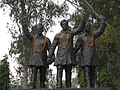 Statues of Bhagat Singh, Rajguru and Sukhdev at the India–Pakistan Border, near Hussainiwala