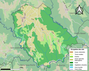 Carte en couleurs présentant l'occupation des sols.