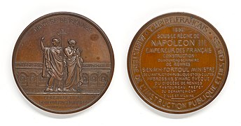 Médaille de la construction du nouveau séminaire de Rennes en 1854 sous le règne de Napoléon III.