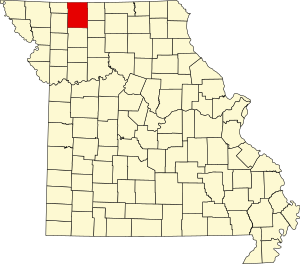 Map of Missouri highlighting Harrison County