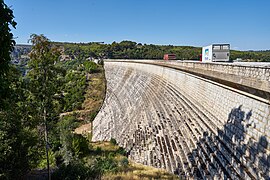 Trucks crossing the Marathon Dam on July 22, 2020.jpg