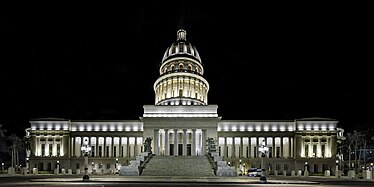 Eastern facade by night